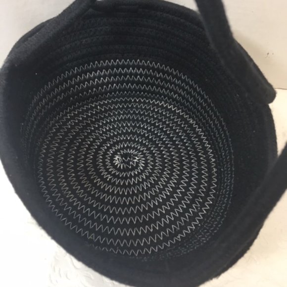 Black Woven 100% Cotton Rope Hanging Plant Veggie Fruit Basket - Picture 4 of 14